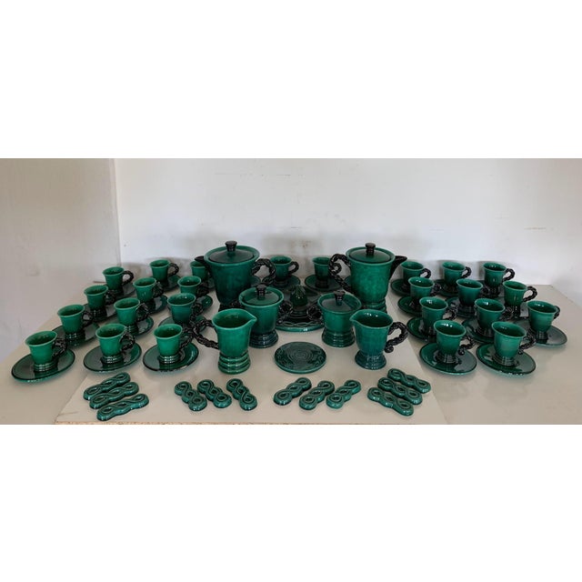 20th Century Glazed Stoneware Tea and Coffee Service by Marius Giuge, Set of 46 For Sale - Image 11 of 12