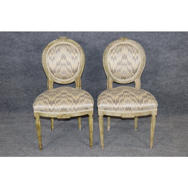 Pair French Louis XVI Style Painted Side Chairs For Sale - Image 4 of 13