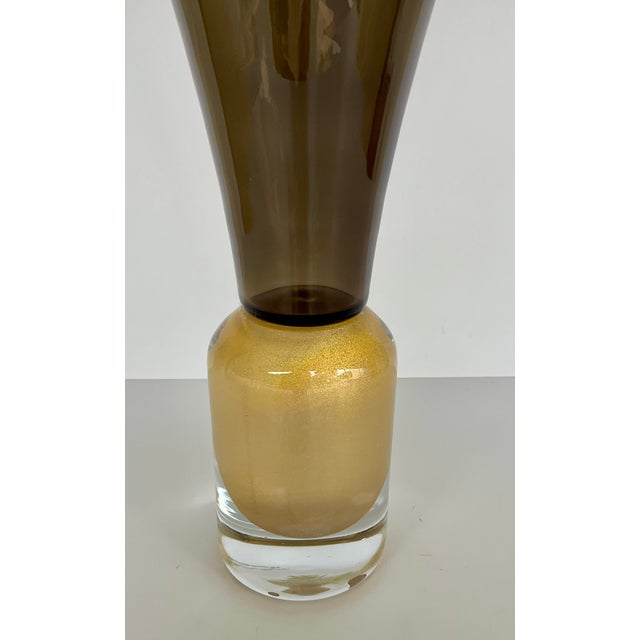 Global Views Modern Large Scale Smoked Glass Trumpet Vase For Sale - Image 4 of 5