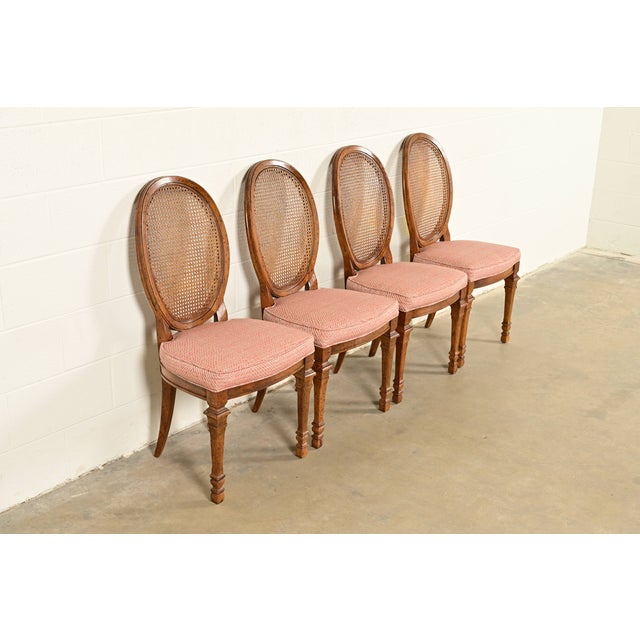 Drexel French Regency Louis XVI Carved Walnut Cane Back Dining Chairs | Set of Four For Sale - Image 14 of 14
