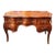 French Rococo Desk – Large Brown Executive Table With Glass Top & Gold Leaf Details For Sale
