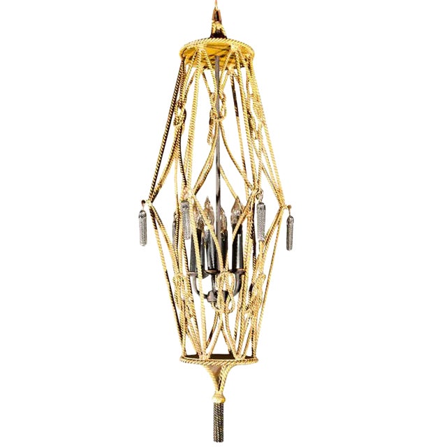 1960s Vintage Gilt Rope Lantern For Sale