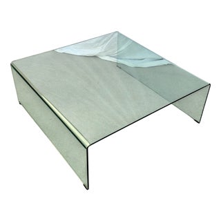 Curved Glass Coffee Table, 1980s For Sale
