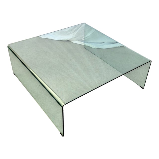 Curved Glass Coffee Table, 1980s For Sale