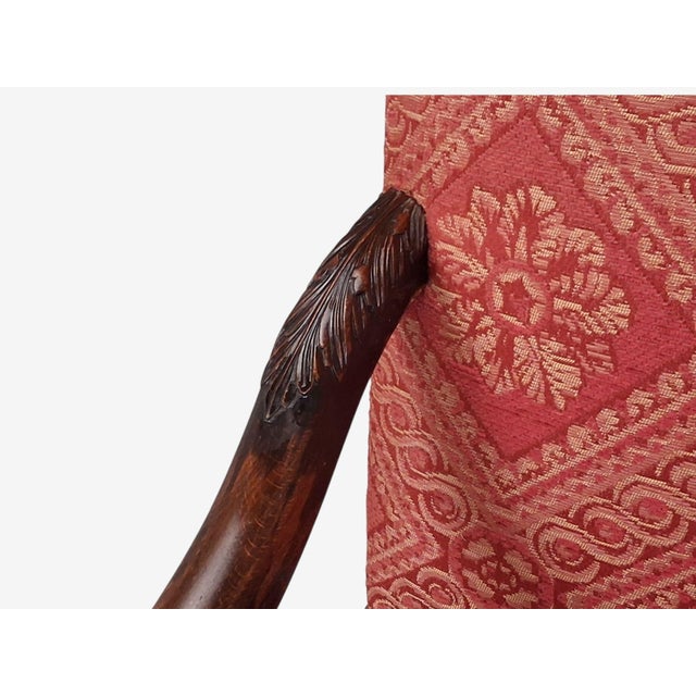Baroque Style, Large Armchairs, Carved Wood, Red Damask, England, 1920s For Sale - Image 10 of 16