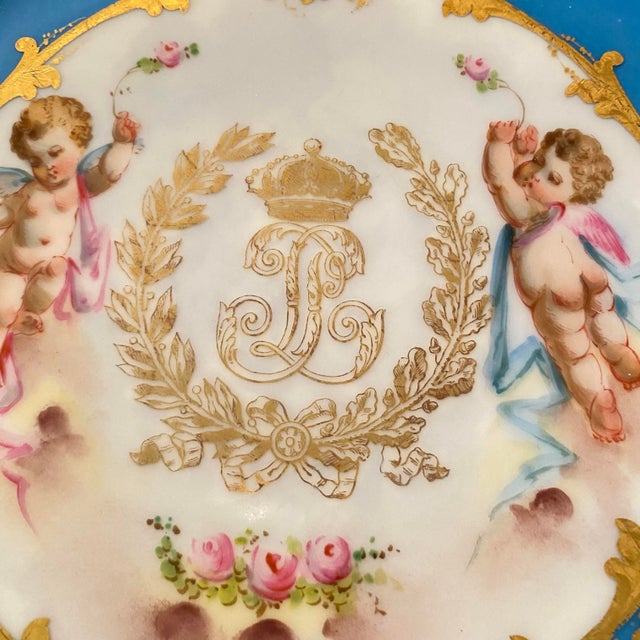 Manufacture de Sevres Antique Sevres Porcelain Chateau Des Tuileries Plate From the Royal Service of King Louis Philippe For Sale - Image 4 of 10