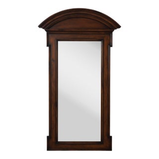 Large Distressed Walnut Beveled Glass Pier Mirror For Sale