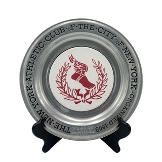 Vintage New York Athletic Club 1987 Women's Doubles Pewter Plate Plaque 11"d For Sale