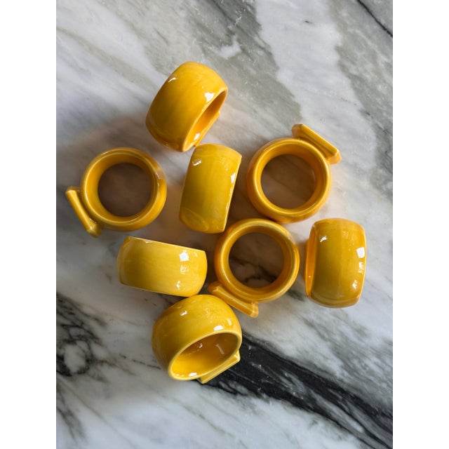 Vintage Italian Yellow Ceramic Napkin Rings - Set of 8 For Sale - Image 13 of 14