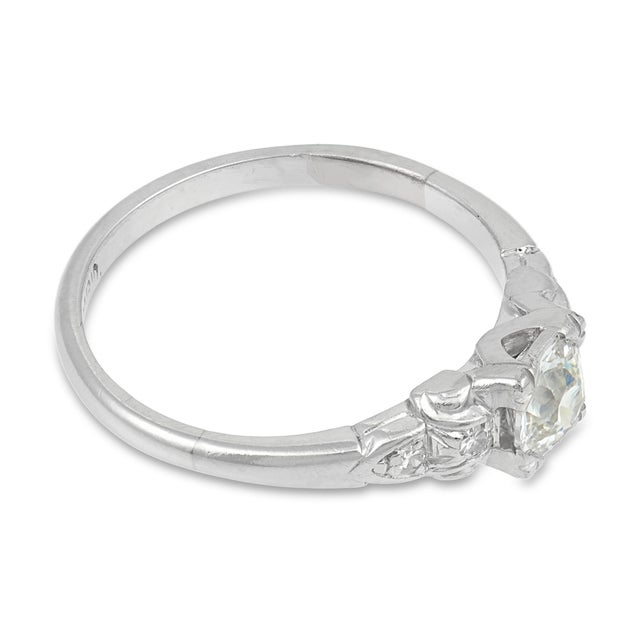1930s Art Deco Gia Old European Cut Diamond Platinum Engagement Ring, Size 7.25 For Sale - Image 4 of 7