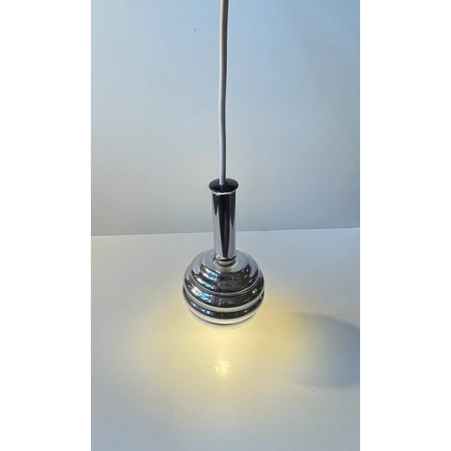 Metal Space Age Italian Pendant Lamp in Mirror Glass, 1970s For Sale - Image 7 of 10