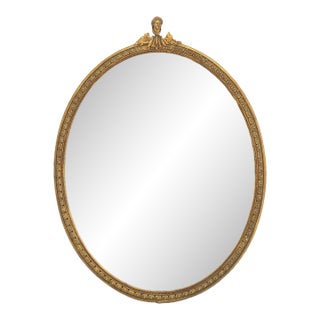 Neoclassical Style Giltwood Framed Oval Mirror For Sale