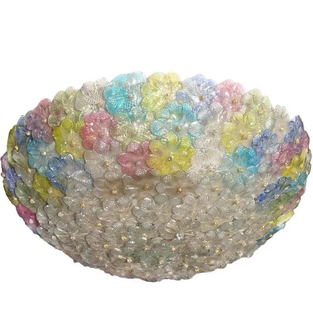 Multi-Color Murano Flower Glass Ceiling Light from Barovier & Toso, 1950s For Sale - Image 10 of 14