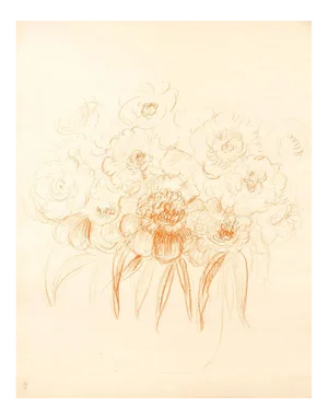 Flowers - Original Pastel Drawing by G. Bourgogne - mid 20th Century mid 20th Century