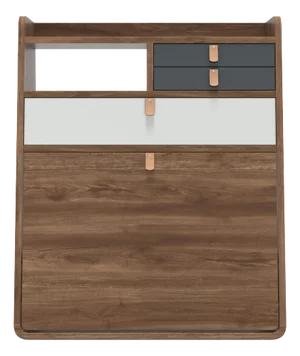 Slate Grey Drawers Gaston Floating Writing Desk in Natural Walnut by Harto
