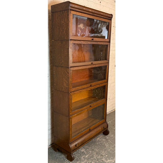 Five Piece Antique Lundstrum Barrister Bookcase For Sale - Image 4 of 16