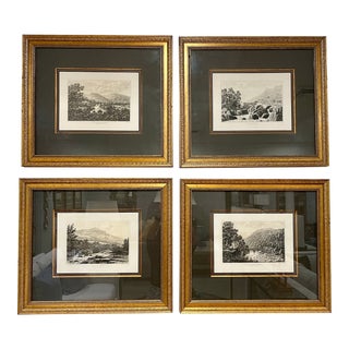 Framed Set of 4 Wales Landscape Prints by John George Wood For Sale