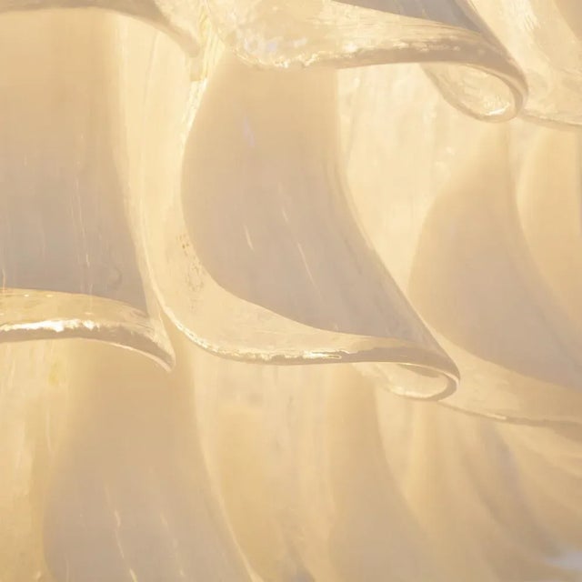 White and Crystal Color Murano Glass Petal Chandelier, Italy, 1990s For Sale - Image 10 of 11