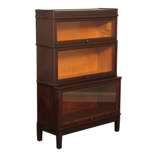 Vintage Hale Mahogany Three Section Barrister Bookcase For Sale