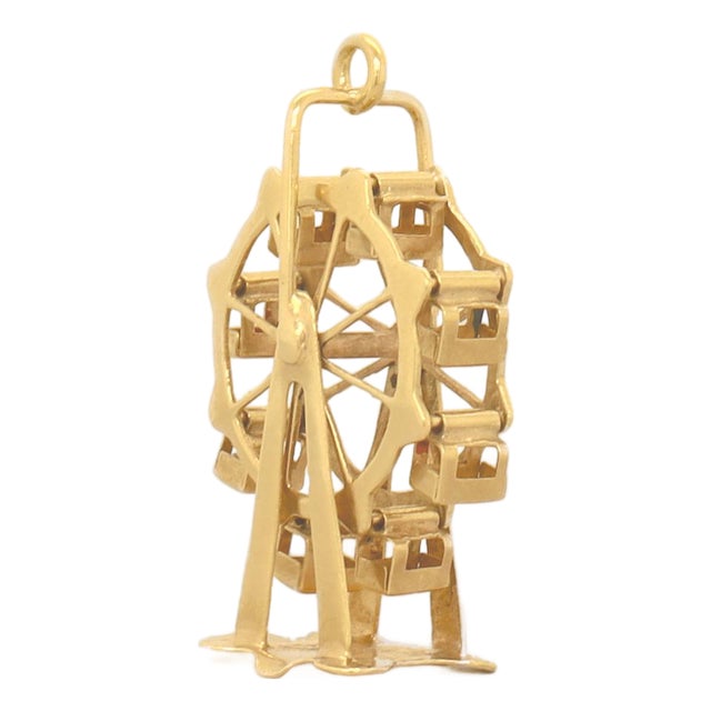 Antique Austrian 14k Gold Figural Ferris Wheel Charm for a Bracelet For Sale