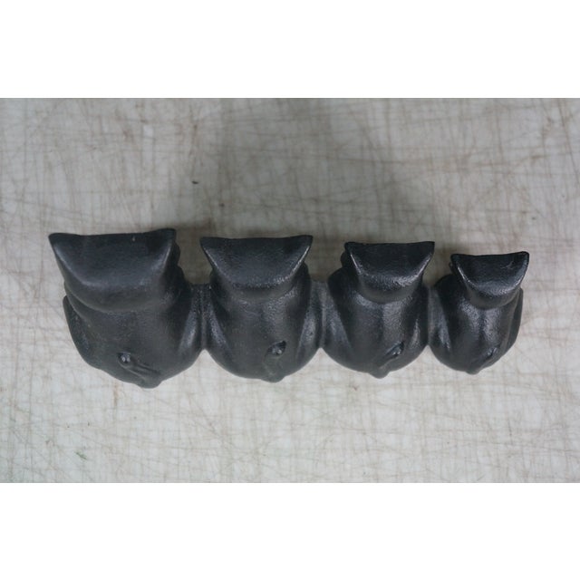 Late 20th Century Vintage Cast Iron Four Black Cats Silhouette Doorstop Paperweight 10" For Sale - Image 5 of 10