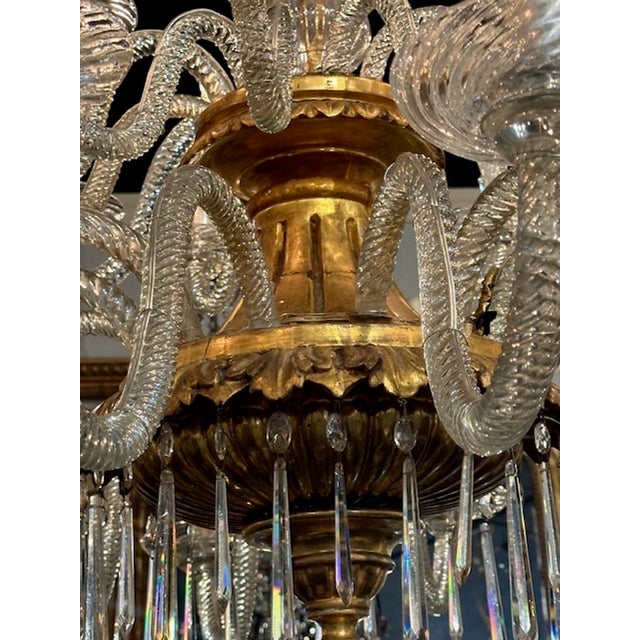Gold 19th Century Venetian Twist Glass Arm and Giltwood Chandelier For Sale - Image 8 of 14