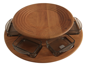 Danish Teak Carousel with Six Glass Bowls by Digsmed, 1960s, St of 7