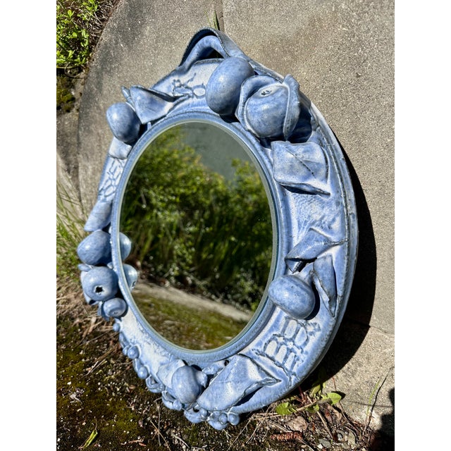 Round Ceramic Wall Mirror with Sculpted Fruit Shapes by Ulli Wittich-Großkurth, Germany, 1970s For Sale - Image 9 of 15