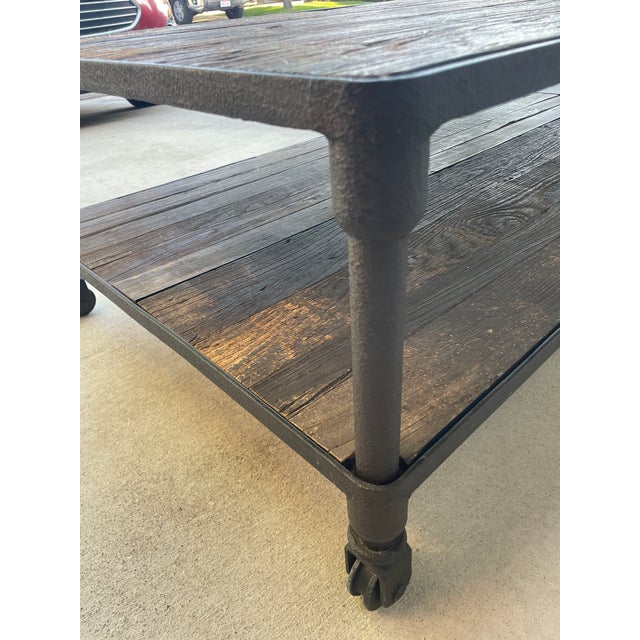 Wood Restoration Hardware Dutch Iron Coffee Table For Sale - Image 7 of 7