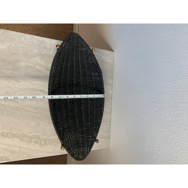 Mid 20th Century MidCentury Wicker Basket on Iron & Brass Ball Stand