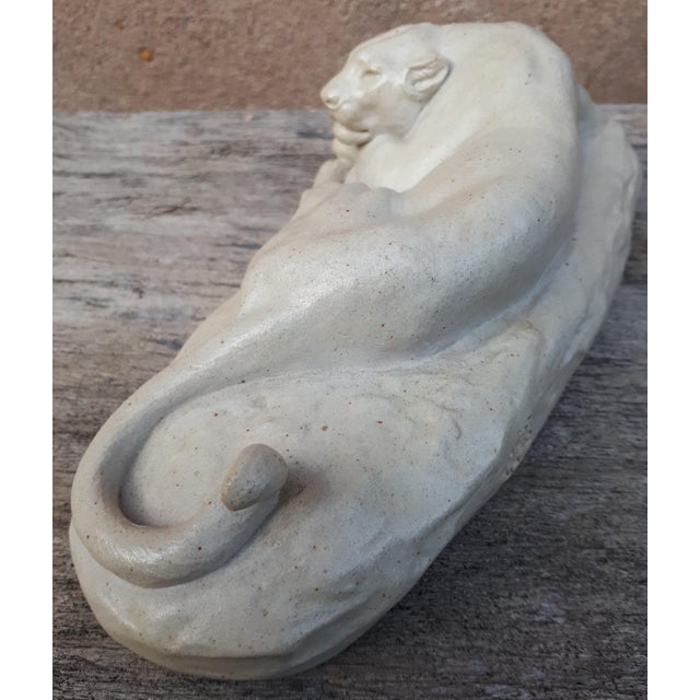 Sculpture of Lying Lioness in Enamel & Stoneware by Clovis-Edmond Masson, 1890s For Sale - Image 15 of 18