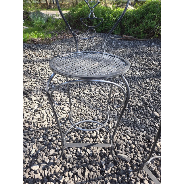 Late 20th Century John Risley Wrought Iron Hers and Hers Bar Stools Chairs, Attributed - Set of 2 For Sale - Image 11 of 11