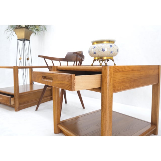 Quality Glass Top One Drawer Side End Tables Nightstands Thomasville - A Pair For Sale - Image 12 of 12