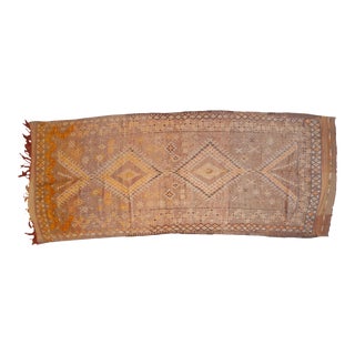 Vintage Distressed Moroccan Rug Runner - 4'11" X 12'1" For Sale