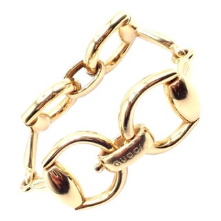 Gucci Equestrian Yellow Gold Large Horsebit Link Bracelet For Sale