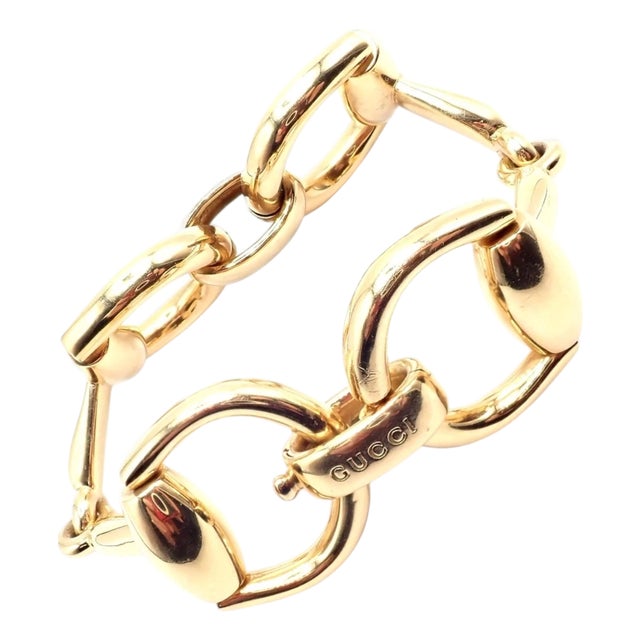 Gucci Equestrian Yellow Gold Large Horsebit Link Bracelet For Sale