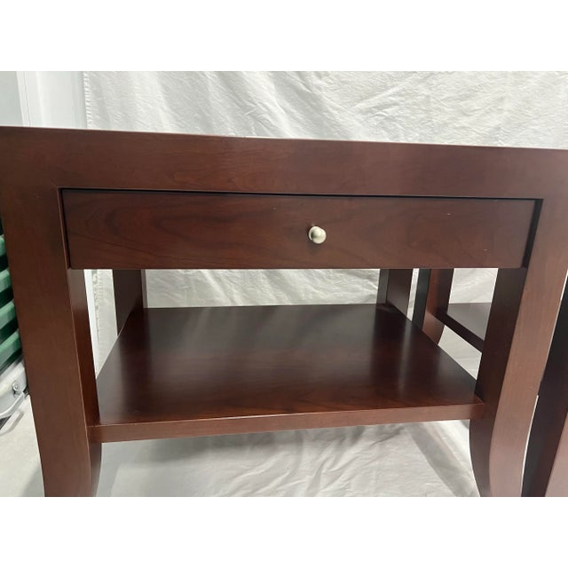 Contemporary A. Rudin Walnut Night Stands - Set of 2 For Sale - Image 3 of 6