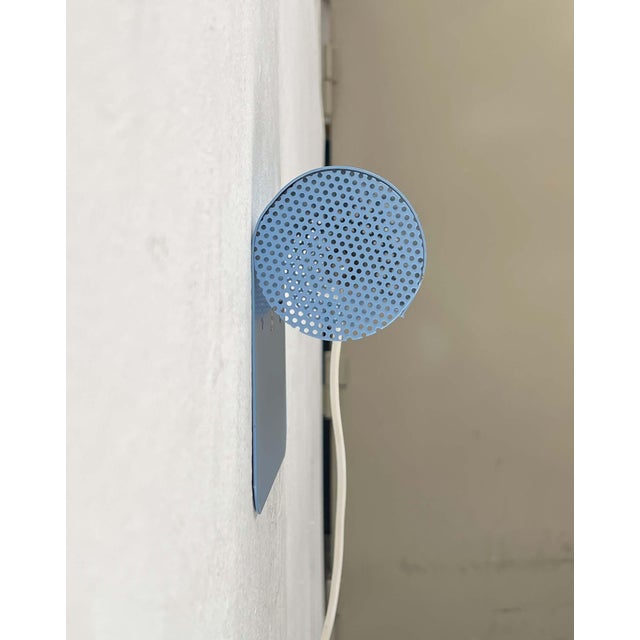 Danish Postmodern Light Blue Perforated Metal Pendant from Abo Randers, 1980s For Sale - Image 4 of 18
