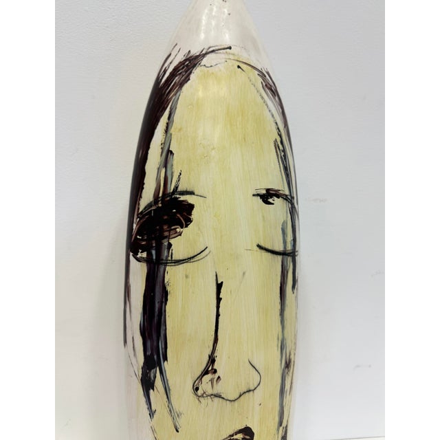 Huge Mexican Artist Yuri Zatarain Face Vase Painted on Both Sides, Oleo Series For Sale In Miami - Image 6 of 7
