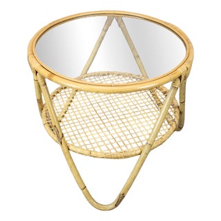Mid-Century Bamboo and Glass Coffee Table by Alan Fuchs, Czechoslovakia, 1960s For Sale