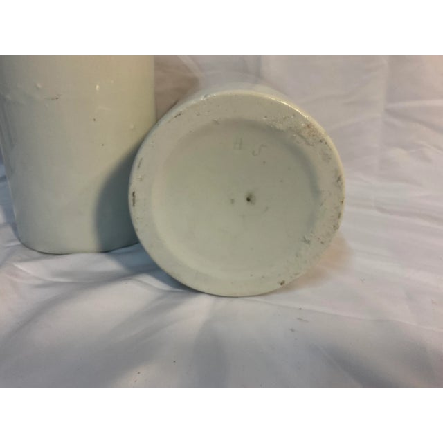 Pair of Vintage Early 20th Century White Ironstone Vases For Sale - Image 4 of 6