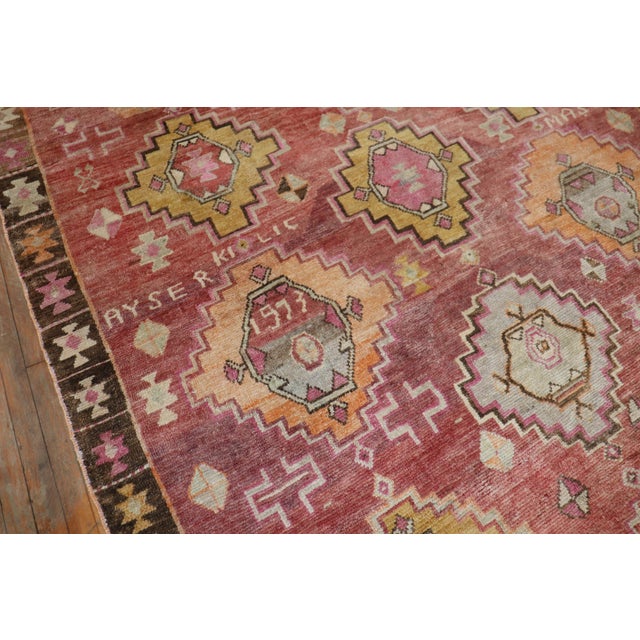 Geometric Vintage Turkish Room Size Rug For Sale - Image 4 of 7