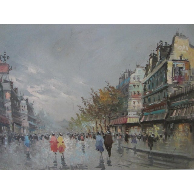 Impressionist 1970s Studio DeVity Italia Street of Paris Impressionist Signed Oil on Canvas For Sale - Image 3 of 16