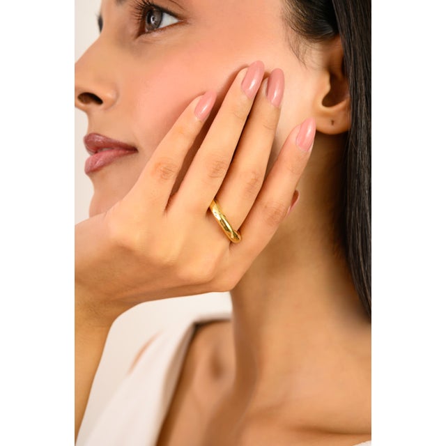 Not Yet Made - Made To Order Gold-Plated Textured Daily Wear Band for Women- Size 7 For Sale - Image 5 of 8