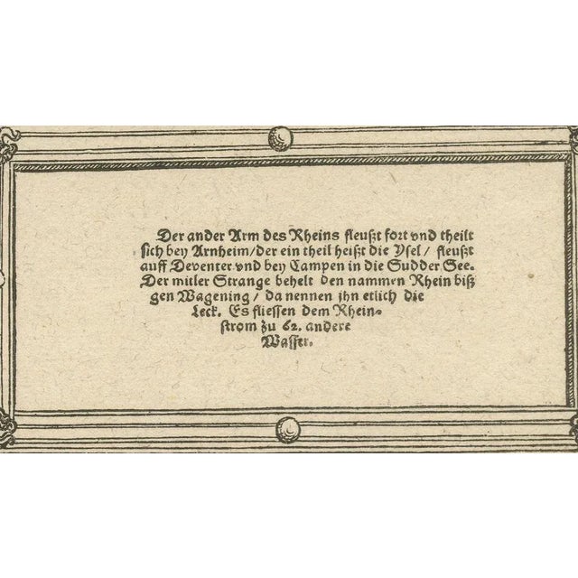 Woodcut Map of the Rhine River Region in Germany and Holland, 1628 For Sale - Image 4 of 7