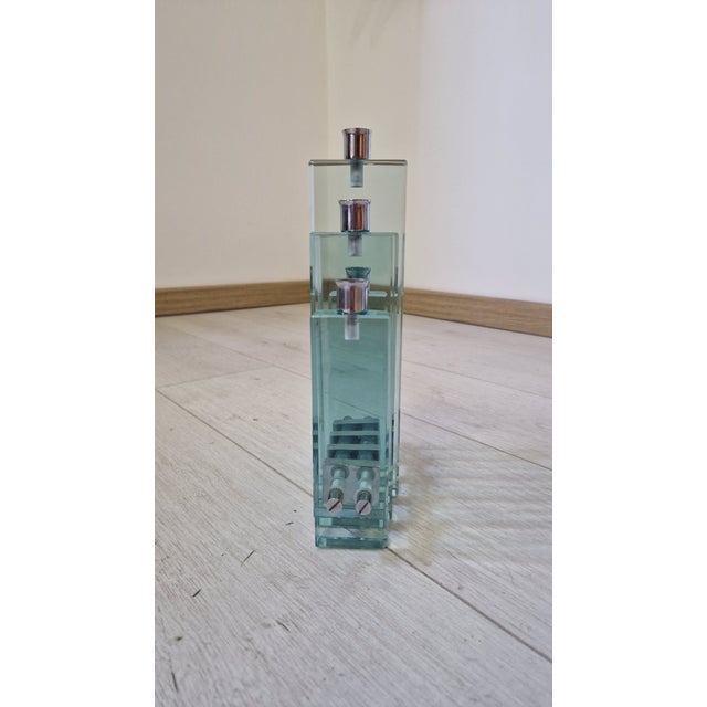 Candlestick in Glass and Chromed Brass with Gallotti and Root from Gallotti & Radice, 1960s For Sale - Image 9 of 12