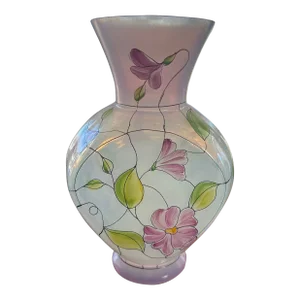 1990s Fenton Hand Painted Vase, Signed C. Mackey