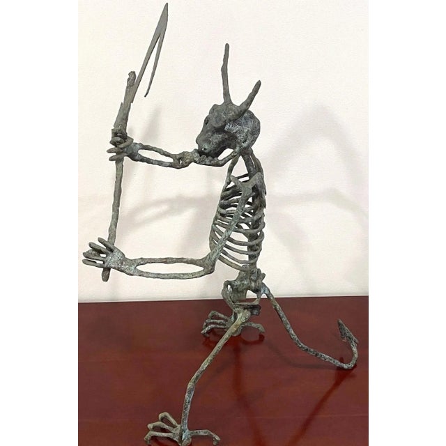 Late 20th Century French Modern Verdigris Bronze Sculpture of a Allegory of Death /Grim Reaper For Sale - Image 10 of 13