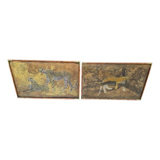 Monumental African Batik Leopard Panels from Babo, 1977, Set of 2 For Sale