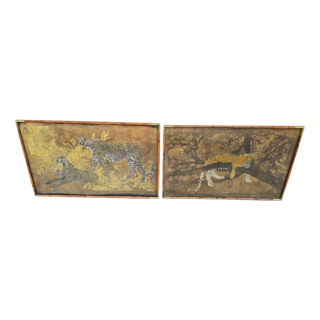Monumental African Batik Leopard Panels from Babo, 1977, Set of 2 For Sale